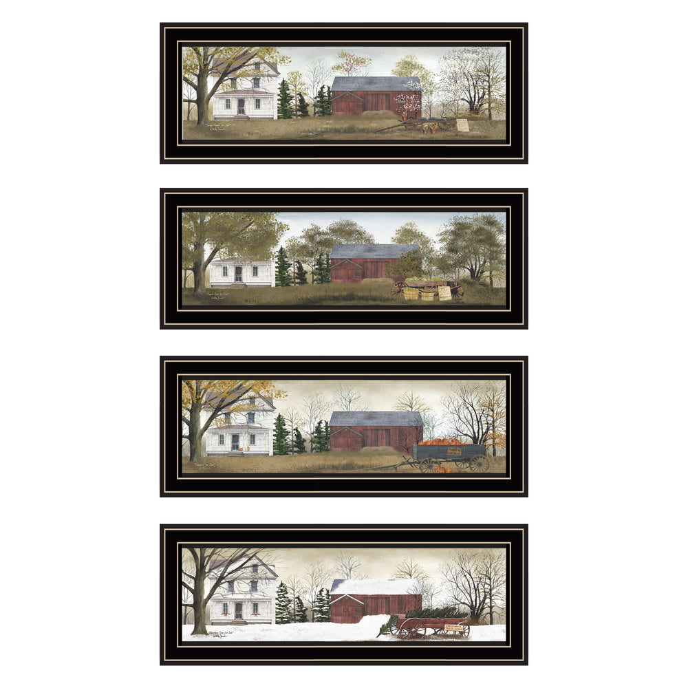 English Elm Trendy Decor 4u Four Seasons Pastoral Wall Art Set Black Framed Farmhouse Prints B067P254118