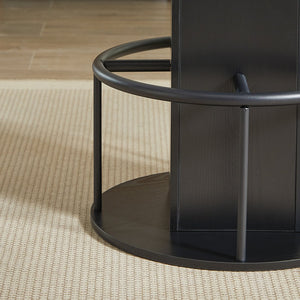 English Elm 3-piece Round Bar Set Mid-century Matte Finish Table with Wood Grain Stools Black W1162P433405