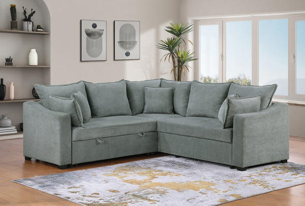 English Elm Alessandro Woven Fabric Sleeper Sectional with Pocket Coil Support and Throw Pillows B2749S00240