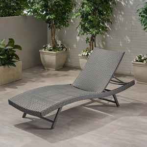 English Elm Christopher Knight Home® - Kauai Pe Wicker Chaise Lounge Chair – Hand-Crafted, Weather-Resistant, No Assembly, Modern Grey Design 54087.00GRY