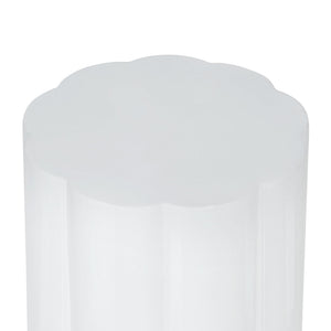 English Elm High-gloss Sculptural Outdoor Side Table Mgo Weather Resistant Patio Accent White N768P371797W