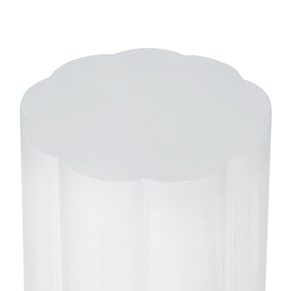 English Elm High-gloss Sculptural Outdoor Side Table Mgo Weather Resistant Patio Accent White N768P371797W