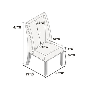 English Elm Traditional High-Back Dining Chairs with Bronze Nailhead Trim, Upholstered Comfort and Solid Wood Legs Oak 44 L x 24 W x 21 H B011P203558