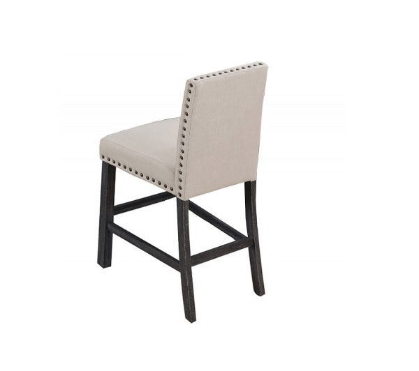 English Elm Upholstered Farmhouse Counter Chair Set of 2 with Linen Blend Fabric, Nailhead Trim and Wood Legs Natural 42 L x 20 W x 13 H B011P361868