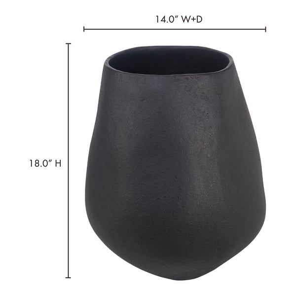 English Elm Voss Handcrafted Matte Black Sculptural Vessel in Recycled Ecomix for Shelves B2769P498403