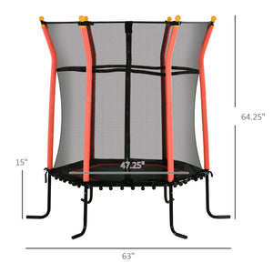 English Elm Soozier Kids Trampoline Spring Free Bungee Design with Safety Enclosure Net Indoor Outdoor W2225P217340