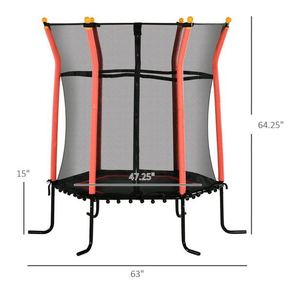 English Elm Soozier Kids Trampoline Spring Free Bungee Design with Safety Enclosure Net Indoor Outdoor W2225P217340