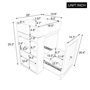 English Elm 20-Inch Compact Bathroom Vanity with Ceramic Sink, Wall-Mounted MDF Cabinet, Modern Space-Saver Design White N725P314023K