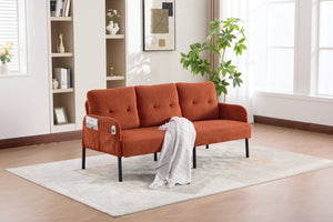 English Elm United We Win Corduroy Loveseat Plush Ergonomic Sofa with Spring Support Metal Legs Orange W1568P410045