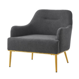 English Elm Modern Chenille Armchair with Curved Back Gold Legs Plush Accent Seat for Any Room Dark Gray N763P360684R