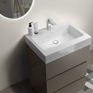 English Elm Alice 24" Gray Bathroom Vanity With One-Piece Sink, Soft-Close Drawers & Modern Storage Solution W1865S00013