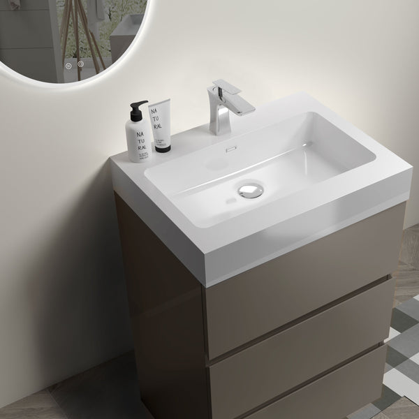 English Elm Alice 24" Gray Bathroom Vanity With One-Piece Sink, Soft-Close Drawers & Modern Storage Solution W1865S00013