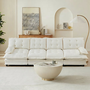 English Elm 138" Modular Cloud Sectional Sofa Deep Seat Chenille Upholstery for Living Room W714S01681