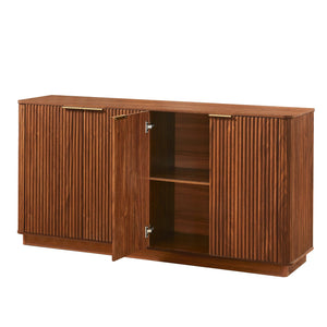 English Elm 63" Wave Front Sideboard with Four Door Storage for Living Room Hallway Bedroom Walnut W1820P431359