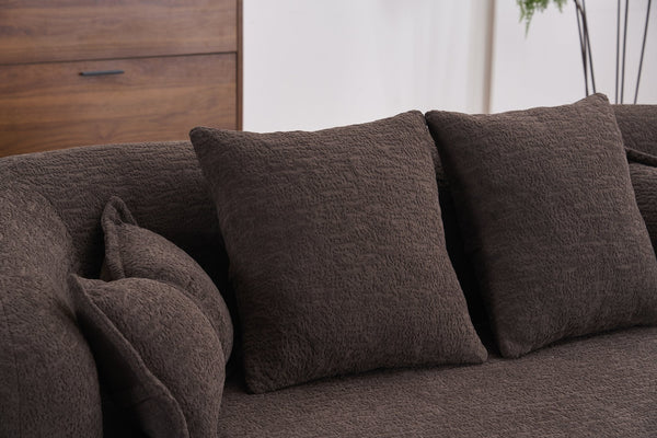 English Elm (old Sku W2231p392100) Chenille Sleeper Sofa Foldable Convertible Loveseat with Four Pillows Brown W2231P466739