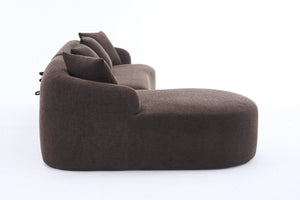 English Elm Compression Compression Sponge Sofa Curved Modular Sectional with 30D High-Density Chenille Sleeper for Cozy Apartment Living Room Comfort and Safe Rounded Design Brown W2231S00029