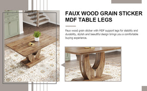 English Elm Modern Wood Grain Mdf Dining Table with Steel Accent Legs for Kitchen or Office W1512S00193