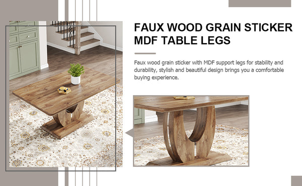 English Elm Modern Wood Grain Mdf Dining Table with Steel Accent Legs for Kitchen or Office W1512S00193
