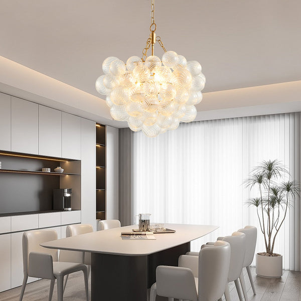 English Elm 20-inch Brushed Gold Iron Chandelier Three Clear Globe Shades Ambient Dining Glow W2312P479741