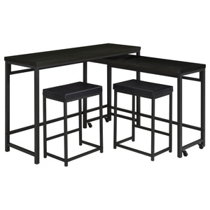 English Elm Klekner Black 4-Piece Counter Height Table Set with Nesting Tables & Stools, Space-Saving Chic Finish B062P353238
