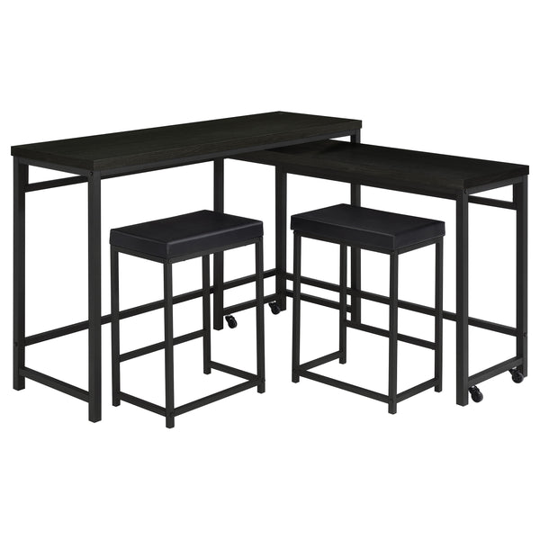 English Elm Klekner Black 4-Piece Counter Height Table Set with Nesting Tables & Stools, Space-Saving Chic Finish B062P353238