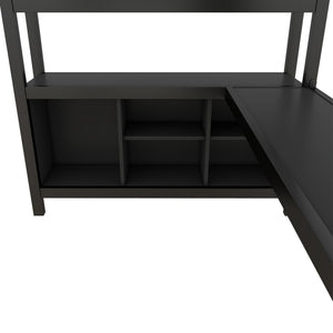 English Elm Metal Loft Bed With Integrated Desk, Wardrobe & Storage Cubes - Space-Saving Solution For All Ages W1580S00068