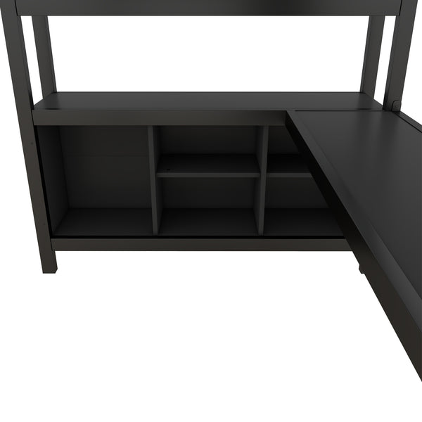 English Elm Metal Loft Bed With Integrated Desk, Wardrobe & Storage Cubes - Space-Saving Solution For All Ages W1580S00068