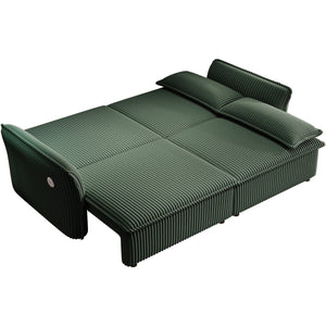 English Elm This Convertible Sleeper Sofa Plush Fleece 85 Inch Pull Out Bed for Studio Living Green W3820S00035