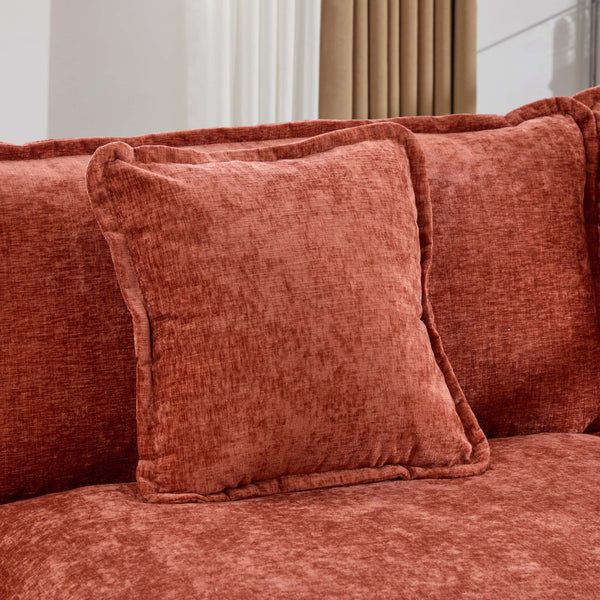 English Elm Cloud Modular Three Seat Sofa Chenille Upholstered with Double Layer Cushions for Living Room Orange W1143S00060