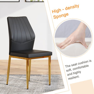 English Elm Table and Chair Set Marble Glass Top Gold Legs Modern 5 Piece Dining for Small Spaces Black,White+Gold W1151S04652
