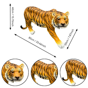 English Elm 15.75" Matte Resin Tiger Sculpture Weatherproof Stalking Pose Garden Entryway Accent Orange W5709P462963