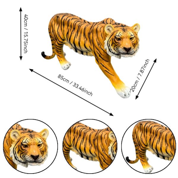 English Elm 15.75" Matte Resin Tiger Sculpture Weatherproof Stalking Pose Garden Entryway Accent Orange W5709P462963