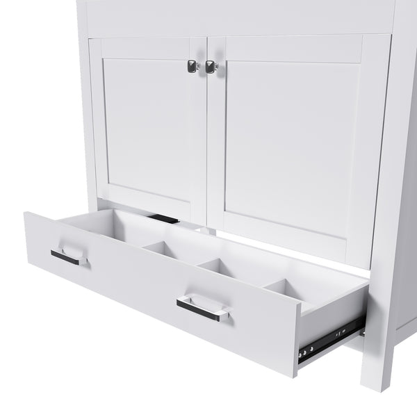 English Elm 42'' White Bathroom Vanity Base Cabinet with Doors & Soft-Close Drawer, Solid Frame MDF, Fits 43x22 Sink W509P347342