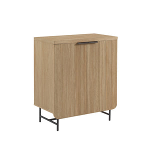 English Elm Walker Edison - Modern Coastal Oak Fluted Storage Console with Soft-Close Doors, Adjustable Shelf, Scandi Style B185P169150