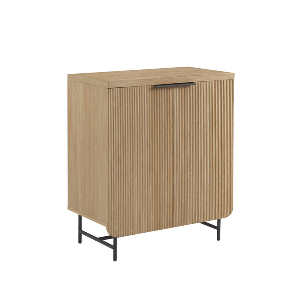 English Elm Walker Edison - Modern Coastal Oak Fluted Storage Console with Soft-Close Doors, Adjustable Shelf, Scandi Style B185P169150