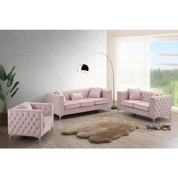 English Elm Paige Velvet Tufted Sofa with Faux Diamond Buttons — Modern Plush Seating, Stylish Comfort for Living Rooms Pink 33.5 L x 25.2 W x 21.3 H B078S00087