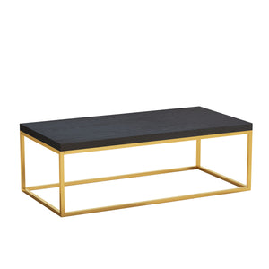 English Elm 47" Faux Stone Slab Coffee Table with Powder-coated Steel Frame for Modern Loft Living Gold+Black W3151P400580