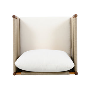 English Elm Outdoor Acacia Wood Patio Club Chair with Diamond Rope Weave and Weather Cushions Beige,Cream,Teak N768P361445T