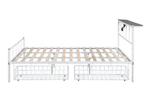 English Elm Contemporary Full-Size Metal Bed Frame with Minimalist Design, Lightweight, Foundation-Free Ease White 15 L x 83 W x 7 H B2741P364409