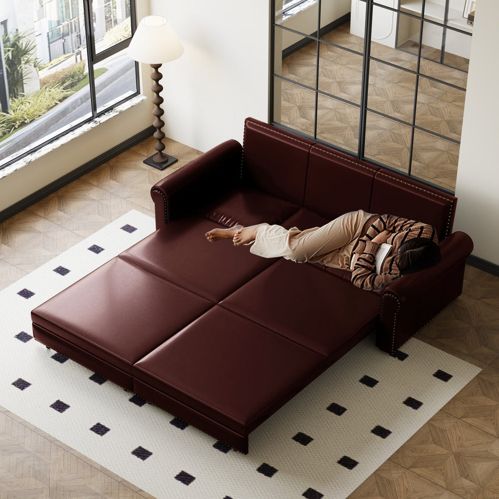 English Elm Chesterfield Velvet King Sleeper Sofa with Nailhead Trim and Rolled Arms for Living Room W1885S00102