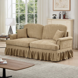 English Elm Elegant Mid Century Two-Seater Sofa Couch With Flared Arms, Removable Skirts & Premium Chenille W3041S00241
