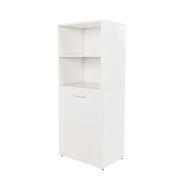 English Elm Stretchable expandable office desk with magnetic fold, lockable casters, adjustable shelves for storage and space-saving White W509P355680