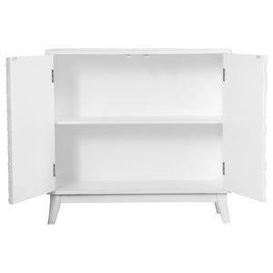 English Elm Carillon Honeycomb Relief White Accent Cabinet with Sculptural Doors for Entryway Storage B062P441318