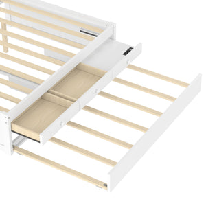 English Elm Twin Triple Metal Bunk Bed Matte Powder Coated Frame with Full Safety Guardrails W1580S00387