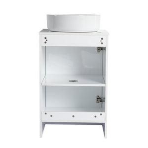 English Elm 32" Modern Freestanding Bathroom Vanity With Art Ceramic Sink & Small Storage Cabinet - Glossy White W999S00432