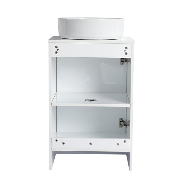 English Elm 32" Modern Freestanding Bathroom Vanity With Art Ceramic Sink & Small Storage Cabinet - Glossy White W999S00432