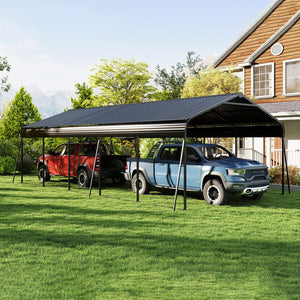 English Elm Campcraft Double Vehicle Steel Carport Uv Protected Snow Rated Outdoor Shelter W1598S00025