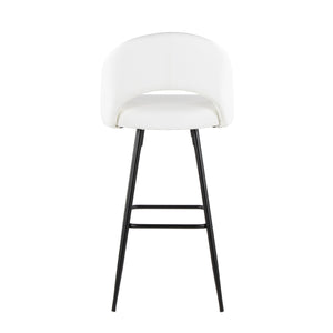 English Elm Fixed-height Metal Frame Barstools with Upholstered Seats and Geometric Footrest Set of 2 White+Black B202S01944