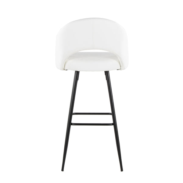 English Elm Fixed-height Metal Frame Barstools with Upholstered Seats and Geometric Footrest Set of 2 White+Black B202S01944