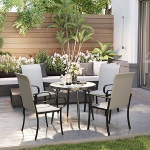 English Elm Outsunny 4 Piece Pe Rattan Patio Armchairs High Back Deep Seat Resort Dining Set W2225P485556